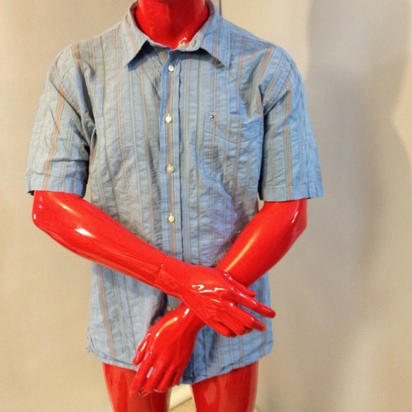 Tommy Hilfiger Shirt 80s 2 Ply Box Logo Summer Fun - Picture 2 of 7